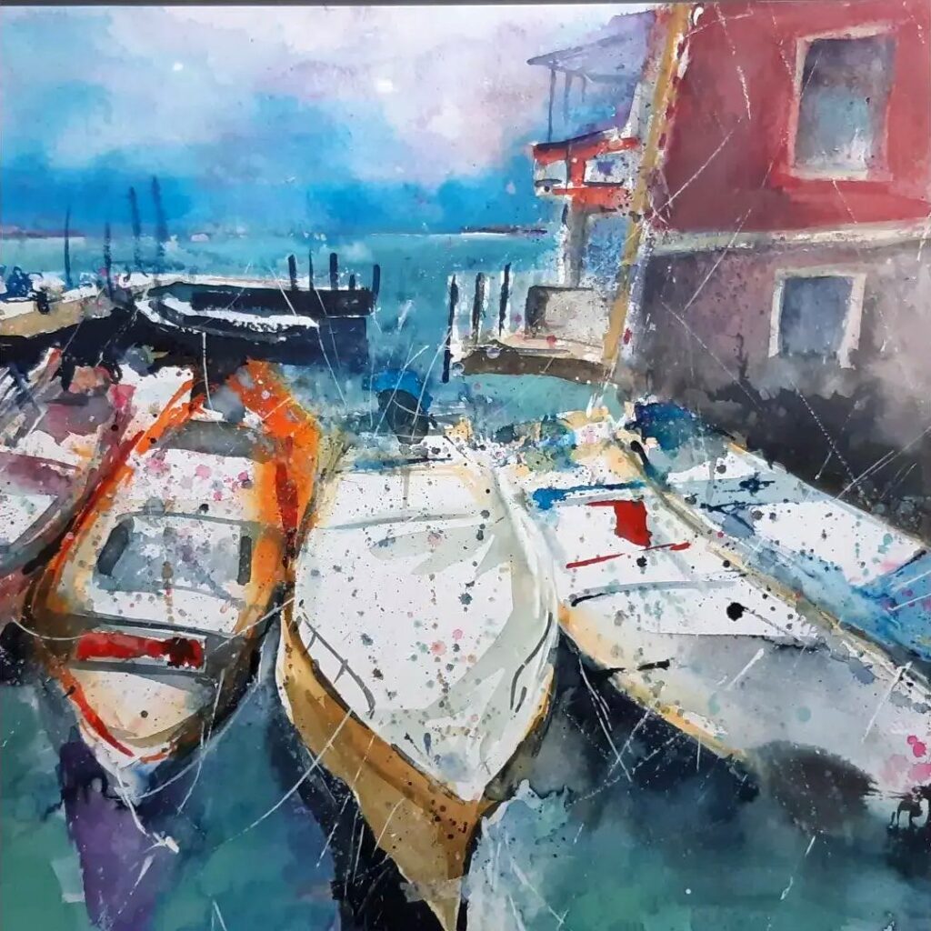 Gardasee – Boote im Hafen – Bild von Brigitte Tekautz