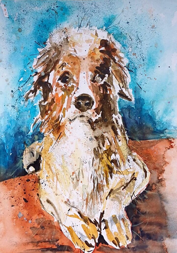 Hundeporträt – Aquarell von Brigitte Tekautz