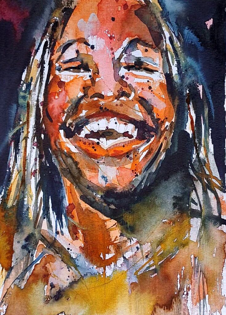 Lachen – Aquarell von Brigitte Tekautz